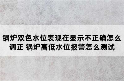 锅炉双色水位表现在显示不正确怎么调正 锅炉高低水位报警怎么测试